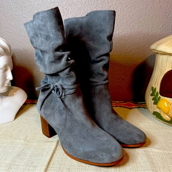 Violet & Red Janine Grey Tall Shaft Suede Boots - Picture 1 of 12